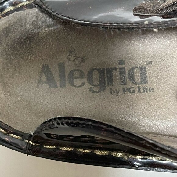 Alegria Womens Leather Slip-On Clogs Size 40 Animal Print Patent Leather - Picture 5 of 6